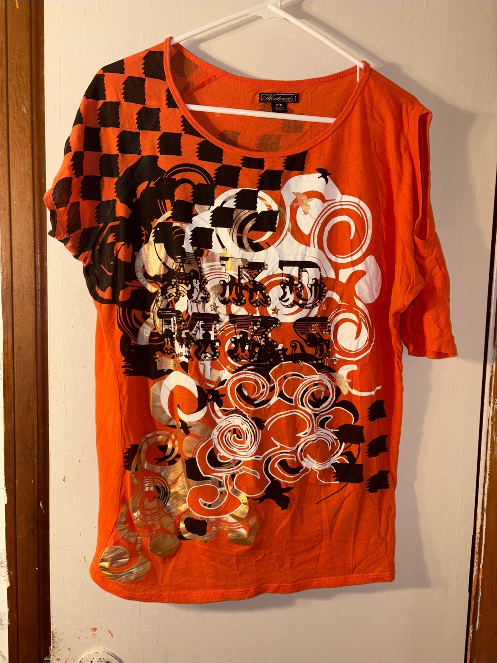 Akademiks Vintage Orange Tee with Black and Gold Label. Also free pair of pants